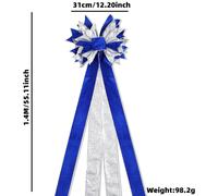 (Silver Blue Bow) Beautiful Large Fabric Bow For Christmas Tree Topper In Silver Blue Color Option