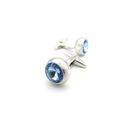 Silver Blue Cufflinks Round Shard Flash from Charles William London