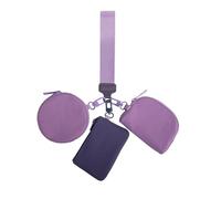 Silver bracelet, key bracelet pendant with wallet wallet multiple functions with three zippers money exchanges from the wrist key with a closure, purple, Se référer au descriptif, Refer to
