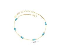 Silver Bracelets，Adjustable Spring Clasp Fashion High-End 925 Sterling Silver Simple Light Luxury Niche Design Bracelet, Energy Jewellery for Women Gold Plated-Blue Pine