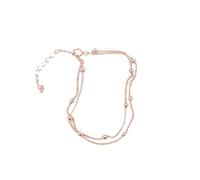 Silver Bracelets，Adjustable Spring Clasp Fashion High-End Light Luxury S925 Sterling Silver Gold-Plated Double-Layer Bead Gap Bracelet, Energy Jewellery for Women Gold