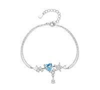 Silver Bracelets，Adjustable Spring Clasp Fashion High-End S925 Sterling Silver Starry Sky Niche High-End Star Butterfly Pendant Bracele, Energy Jewellery for Women Topaz