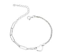 Silver Bracelets for Women, Charm Bracelet for Girls - Personalised Adjustable Love Heart Bracelet for Friendship, Birthday Gift for Mom, Jewellery for Ladies (Cycle Sonnet)