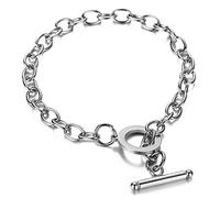 Silver Bracelets For Women Metal Toggle-clasps Men For Women Geometric Bracelets Gold Silver Vintage Chain Color Friendship Bracelet (Silver, One Size)