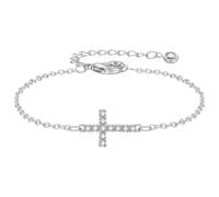 Silver Bracelets for Women, Zircon Cross Christian Bracelet with Gemstone Tail, Silver Jewellery Birthday Gift for Women Girlfriend Wife Sister Daughter