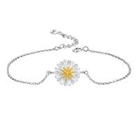 Silver bracelets for womens, daisy bracelets, Adjustable bracelets for girls,Bracelet 925 Sterling Silver Daisy Bracelet Daisies Pendant Flower Bracelet Adjustable Bangle Jewellery for Women Girl gift
