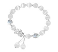 ,Silver BraceletWealth Black Carnelian Stone Jewelry Pi Yao Charm Stone Bangle Chakra Balancing Gems Prosperity Money Windfall