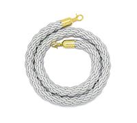 Silver Braided Rope Safety Barrier for Lines, Wear-Resistant Twisted Hemp Rope for Crowd Control, Queue Rope with Silver Clips, Thickness 1/8 Inch/2 Pcs/1.8m/6ft