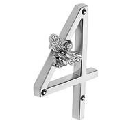 Silver Brass bee House Number with Bee design | 5 inch Modern Door Sign Numbers Signs Plaques | Street Home Address Numerals (4)