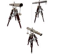 Silver Brass Desk Telescope Handmade With Wooden Tripod Stand Nautical Gift