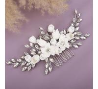 Silver Bridal Hair Comb Rhinestone Wedding Accessories Handmade Red Flower Headpiece Blue Headdress 18 EN8
