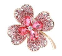 Silver brooch,Crystal Corsage Pin,Four Leaf Brooch Elegant Jewelry Lapel Decorative Woman Dress Shamrock Floral Accessory Flower Brooches