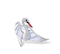Silver Brooch For Women Pure 925 Sterling Silver Spread Wings Flying White Swan Animal Jewelry Handmade Enamel