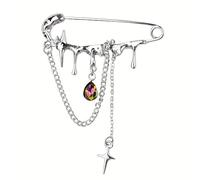 Silver Brooch Pin Cross Star Pins for Clothes Bags Y2k Lapel Pin Punk Safety Pins