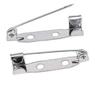 Silver Brooch Pins x100 - Secure Back Clasp with Back Bar Fastener - 25mm - Silver Badge Pin Backs with 2 Holes for Badge Making Name Tags/Toy Pins/Jewellery - By TRIXES