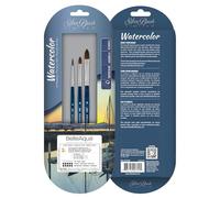 Silver Brush Limited BA-2704S BelleAqua Cats Tongue Pro Watercolor Set, 3pc Professional Paint Brush Set, Round and Cats Tongue Soft Premium Synthetic Red Sable Watercolour Brushes, Short Handle