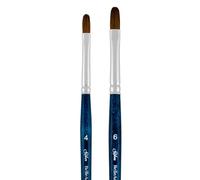 Silver Brush Limited BelleAqua Filbert Watercolour Paintbrush Set, 2pc | Sizes 4 and 6, Short Handle, Soft Synthetic Red Sable, Fine Point Bristle, Superb Paint Absorbency, Smooth Strokes