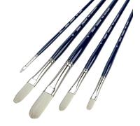 Silver Brush Limited BR-1953 Bristlon Multilength Filbert Set, 5pc Professional Paint Brush Set, Premium Hog-Imitation Stiff White Synthetic Filament Oil and Acrylic Paint Brushes, Long Handle