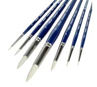 Silver Brush Limited BR-1955S Bristlon 7pc Professional Paint Brush Set, Short Handle Round Brushes Sizes 2/0, 0, 1, 2, 4, 6, 8, Premium Hog-Imitation Synthetic Filament Oil and Acrylic Paint Brushes