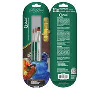 Silver Brush Limited CR-6820S Crystal Basic Watercolor Set, 3pc Professional Paint Brush Set, Size 6 & 8 Round Brush, 1/2 Inch Square Wash, Golden Synthetic Filament Watercolour Brushes, Short Handle