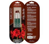 Silver Brush Limited RSS-2540S Ruby Satin Expressive Painting Set, 4pc Short Handle Professional Painting Set for Oil, Acrylic and Heavy Body Paints, Round, Filbert, Angle, & Triangle Paintbrushes