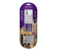 Silver Brush Limited SK-8105S Silver Silk 88 Decorative Painting Set, 5pc Professional Paint Brushes, Premium Silver Taklon Filament Watercolour, Oil and Acrylic Paint Brush Set, Short Handle