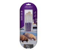 Silver Brush Limited SK-8111S Silver Silk 88 4pc Mini Mop Set, 1/8, 1/4, 3/8, and 1/2 Inch Artist Mop Brushes, Premium Silver Taklon Filament Watercolour, Oil and Acrylic Paint Brush Set, Short Handle