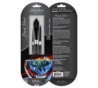 Silver Brush Limited WC-3000S Black Velvet 3pc Master Watercolor Set, Natural Squirrel Hair and Synthetic Mix Blend Filament Short Handle Oval Wash, Round and Script Liner Watercolour Brushes