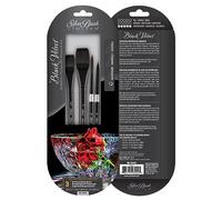 Silver Brush Limited WC-3202S Black Velvet Professional Set, Set of 4 Brushes, Square Wash Size 3/4 Inch and 1 Inch, Script Liner Size 8, and Round Size 8