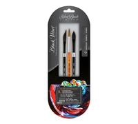 Silver Brush Limited WC-3206S Black Velvet 3pc Essential Brush Strokes Set, Natural Squirrel Hair and Synthetic Mix Blend Filament Short Handle Oval Wash, Dagger Striper and Round Watercolour Brushes