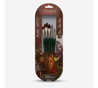 Silver Brush : Ruby Satin : Synthetic Brush : Short Handle : Starter Set of 6