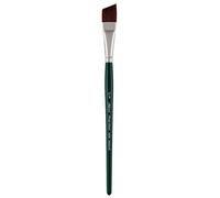 Silver Brush Series 2506S Ruby Satin Angular Brush with Short Handle, Stiff Synthetic Filaments, Hunter Green, Size 5/8-Inch, 16 mm
