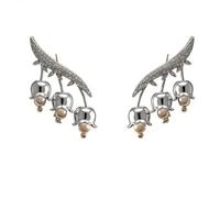 Silver Bud Pearl Stud Earrings, Delicate Pearl Stud Earrings, Gift for Her