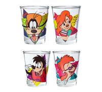 Silver Buffalo A Goofy Movie Retro Character Shapes 4pc. 1.5oz. Mini Glass Set 4x1