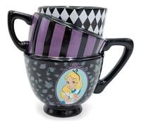 Silver Buffalo AW8295B Disney Alice in Wonderland Stacked Tea Cups 3D Sculpted Ceramic Mug, 20-Ounces, Black