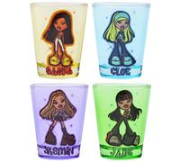 Silver Buffalo Bratz Airbrush Sparkle 4-Pack Mini Glass Set, 1.5 Ounces