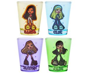 Silver Buffalo Bratz Airbrush Sparkle 4-Pack Mini Glass Set, 1.5 Ounces