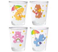 Silver Buffalo Care Bears Clouds 4-Pack Mini Glass Set, 1.5 Ounces