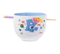 Silver Buffalo Care Bears Food Sushi Ceramic Ramen Noodle Rice Bowl with Chopsticks, Microwave Safe, 20 Ounces