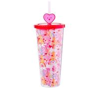 Silver Buffalo Care Bears Love Plastic Cold Cup with Lid and Straw Topper Featuring Friend Bear and Love-A-Lot Bear, 24 Ounces