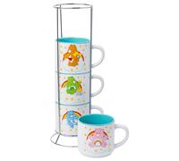 Silver Buffalo Care Bears Rainbow Heart Logo 4pc Ceramic Mug Stack, 10 Ounces