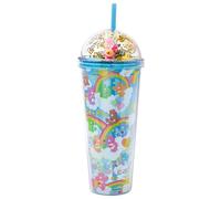 Silver Buffalo Care Bears Rainbows 24-Ounce Confetti Carnival Cup with Dome Lid and Straw