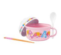 Silver Buffalo Care Bears Soup Mug and Bowl Lid with Spoon and Chopsticks Featuring Bedtime Bear, Best Friend Bear, Wish Bear, and Cheer Bear, 13 Ounce Bowl Lid and 22 Ounce Mug