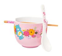 Silver Buffalo Care Bears Spring Floral Flowers Ceramic Ramen Noodle Rice Bowl with Chopsticks, Microwave Safe, 20 Ounces