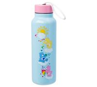 Silver Buffalo Care Bears Sun Shower Stainless Steel Blue Water Bottle with Strap, Features Cheer Bear, Funshine Bear, and Tenderheart Bear, 27 Ounces