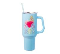 Silver Buffalo Care Bears Watercolor Featuring Tenderheart, Cheer, Grumpy, Funshine, Bedtime, and Share Bear Stainless Steel Tumbler with Handle and Straw, Fits in Standard Cup Holder, 40 Ounces