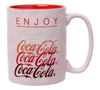 Silver Buffalo Coca Cola Lined Up Logos Wax Resist 17oz Ceramic Pottery Mug
