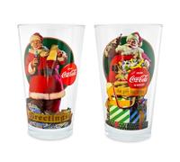 Silver Buffalo Coca-Cola Vintage Santa Claus 16-Ounce Pint Glasses | Set of 2