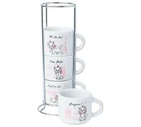 Silver Buffalo Disney Aristocats Marie Paris 4pc 3oz Stackable Ceramic Mug Set