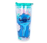 Silver Buffalo Disney Lilo and Stitch Double Wall Travel Tumbler with Slide Close Lid 20 Ounces